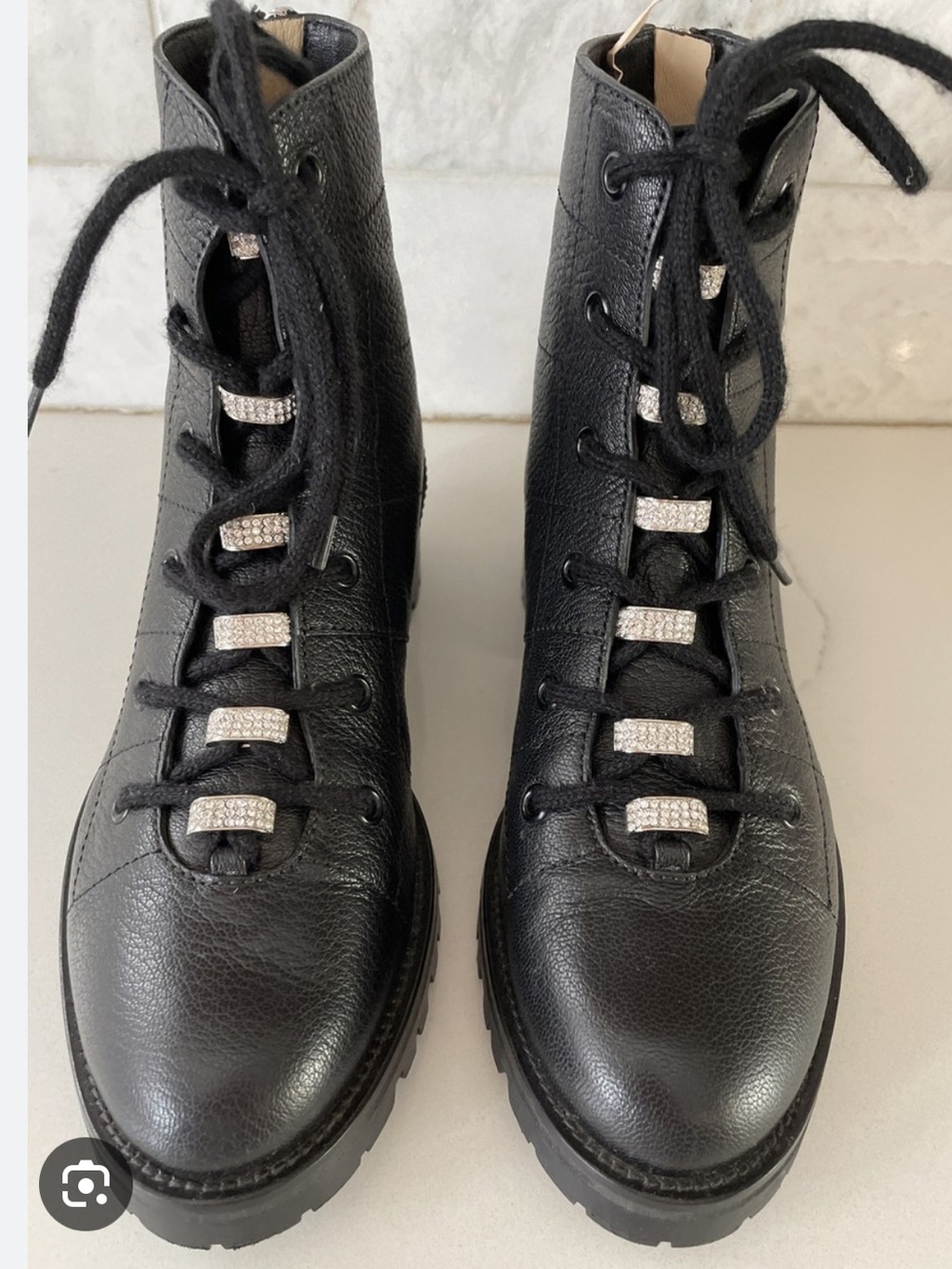 Jimmy Choo Bren Black Leather Combat Boots